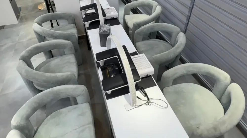 Row of styling stations